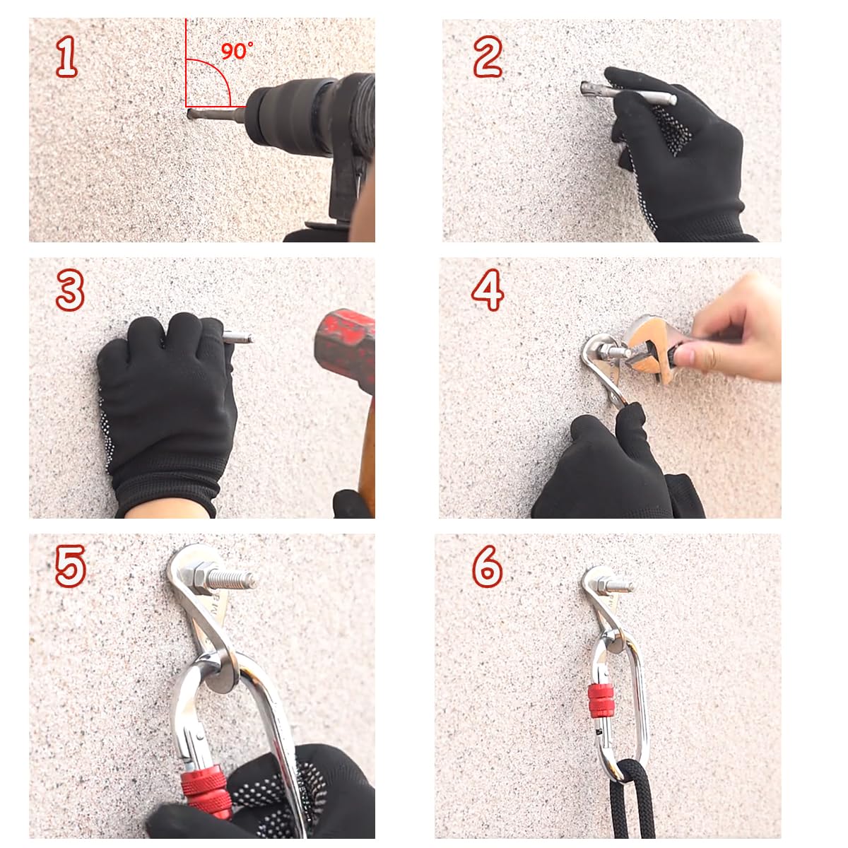 304 Stainless Steel Climbing Anchor Bolt, 30KN Rock Climbing Bolt Hanger, Climb Fastening Bolt Safe Fixed Point, 4 Set Rock Climbing Holds