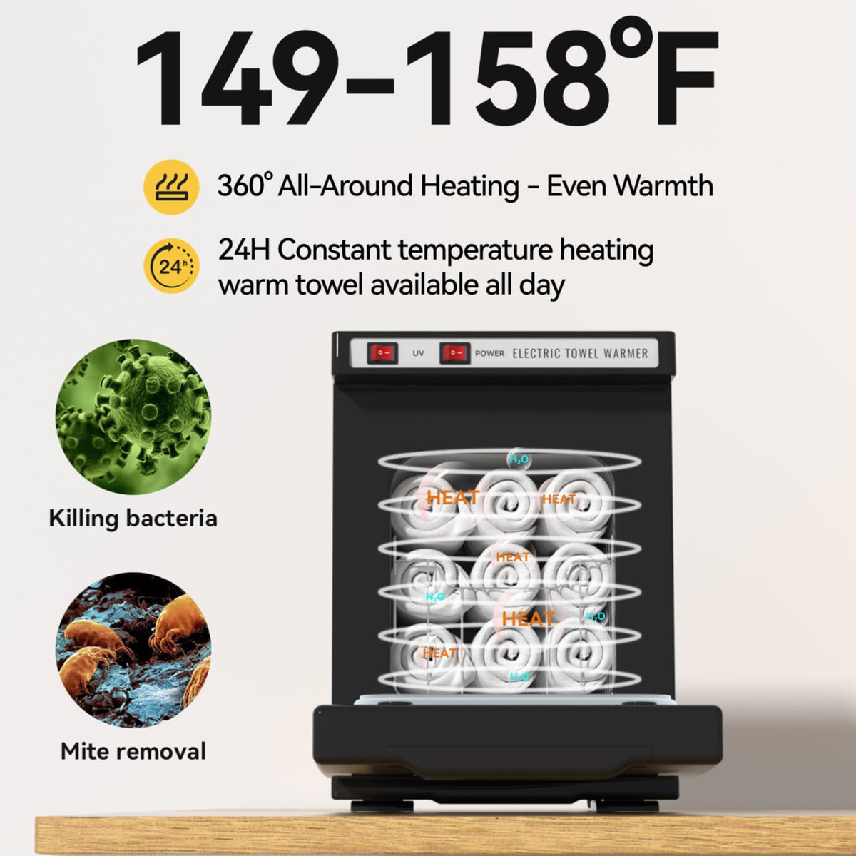 VERYTOP Towel Warmer 5L-Black, 2-in-1 Professional Mini Small Hot Towel Warmer for Spa, Facial Towel Cabinet for Solo Estheticians, Small Salons & Home Spa (Fits 10-15 Towels)