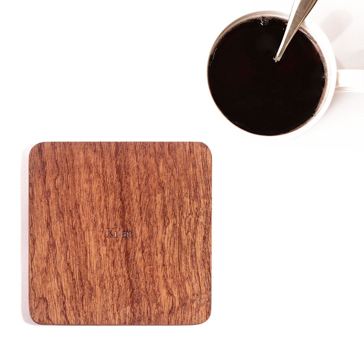 Xi'an Map Coaster by O3 Design Studio, Set of 4, Sapele Wooden Coaster with city map, Multiple city optional, Handmade