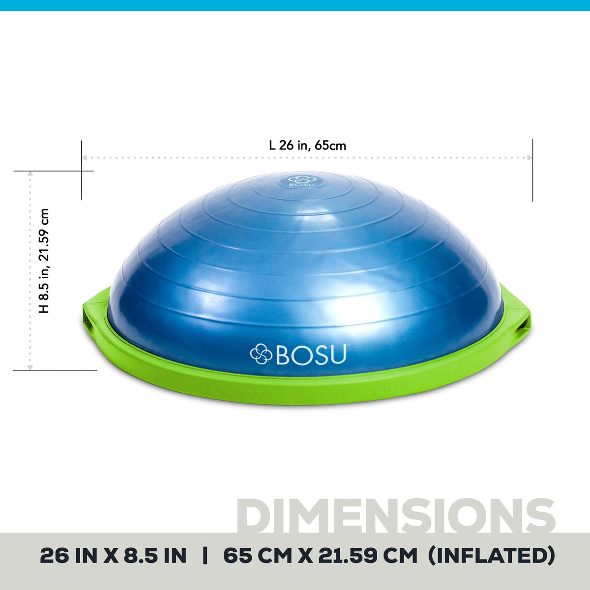Bosu Home Gym Equipment the Original Balance Trainer Enhance Workout, Strength, Balance, and Flexibility with 26 Inches Diameter, Blue and Green