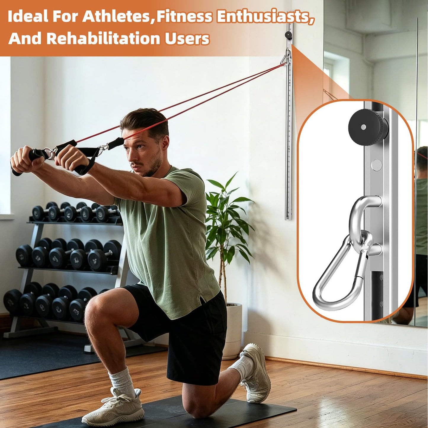 Adjustable Resistance Band Wall Mount System（2PCS,Resistance Band Wall Anchor for Home Gym, Ideal for Strength Training, Physical Therapy & Rehab Training