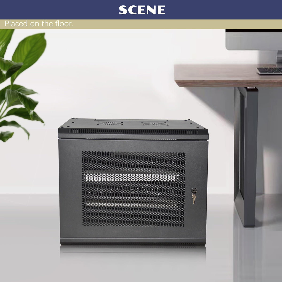 OCEANHUG 12U Wall Mount Server Cabinet with A Lockable Front Vented Door, Cooling Fans, Removable Side Panels - 45cm Depth, 19" Network Rack Including 2 PCS Full-Size Rack Shelves for IT Equipment