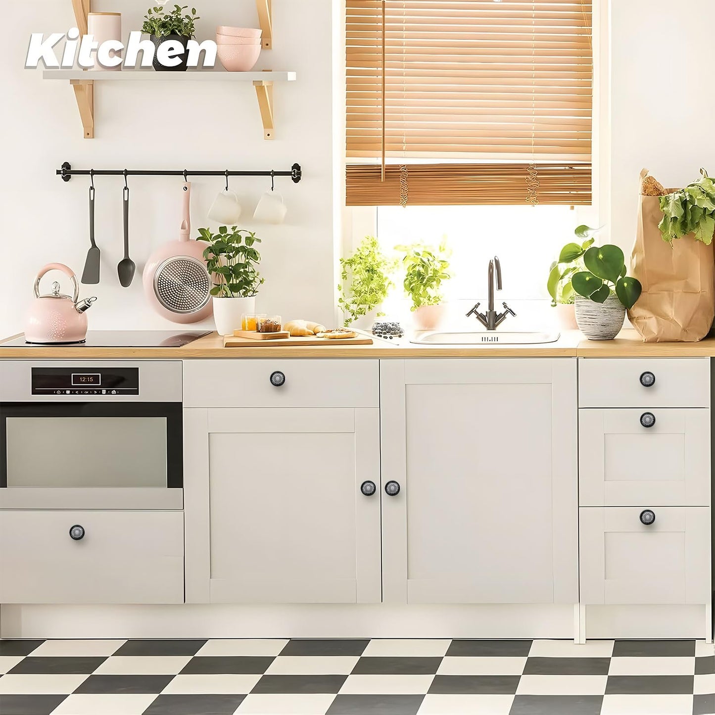 Artinhand 4 Pack White Dandelion Cabinet Knobs for Kitchen Bathroom