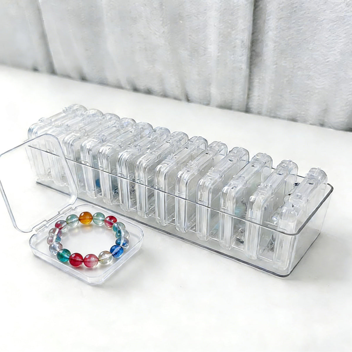 Bead Organizer Box with Lid, 14Pcs Small Beads Organizers and Storage Plastic Cases for Bracelet Making DIY, Jewelry, and Small Parts