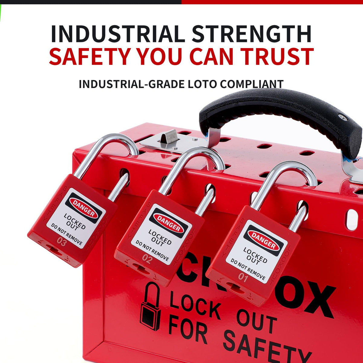 Lock Out Tag Out Locks and Keys, 10 Lockout Tagout Keyed Different Safe Pad Locks, OSHA Compliant Loto Locks for Lock Out Tag Out Stations (5, Red)
