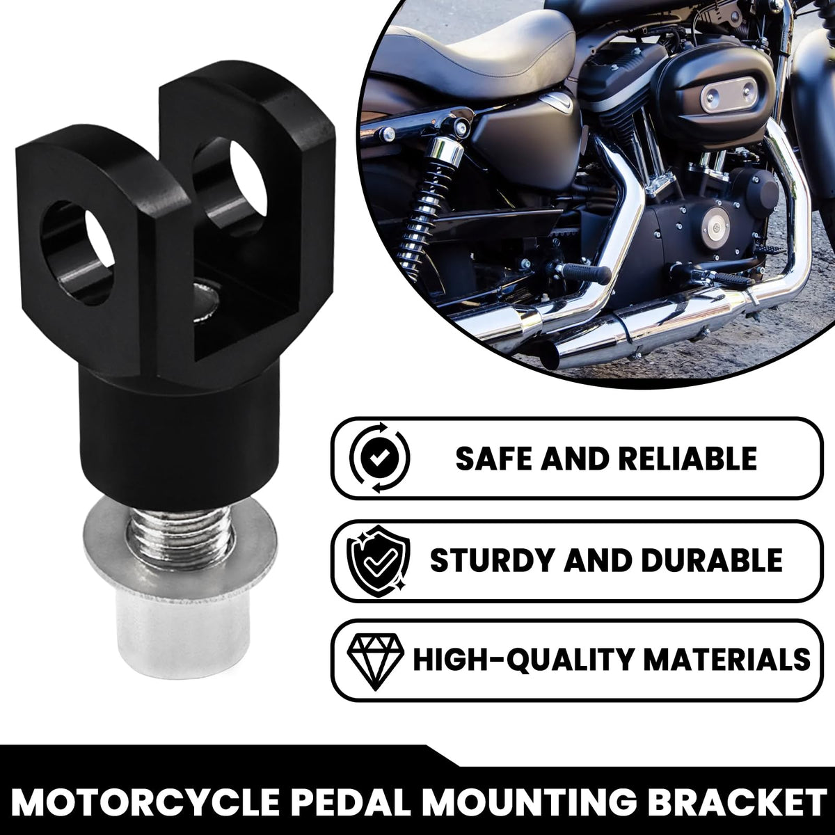Motorcycle Foot Pegs Supports Mount Footrest Mounting Clevis Hardware Kit Left and Right Passenger Footrest Compatible with Softail FXST Low Rider Sport Glide Dyna FXR FX (Black)