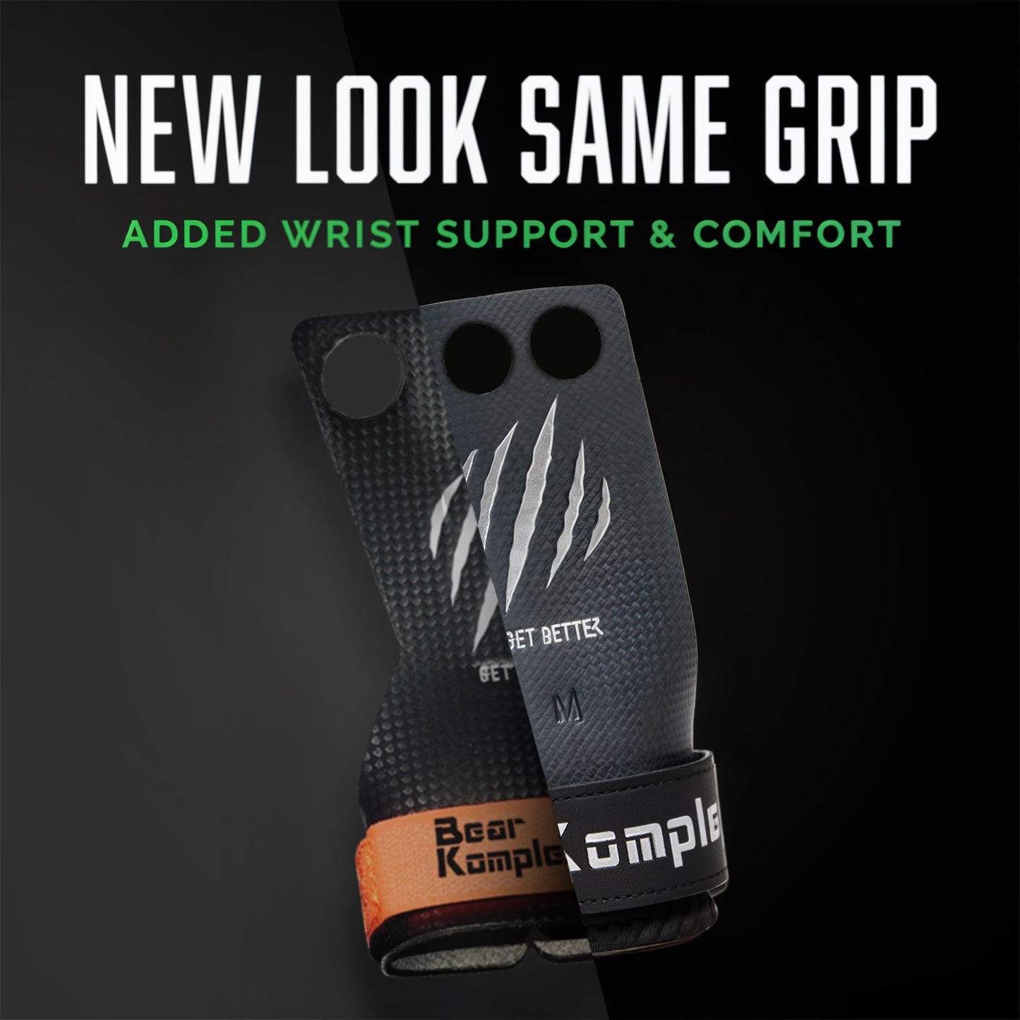 Bear KompleX - Hand Grips for Gymnastics, Weight Lifting, Pull-ups, and Cross Training - Non-Slip, Lightweight, Padded Wrists, and Foldable Grips for Men and Women - Black Diamond, 3 Hole