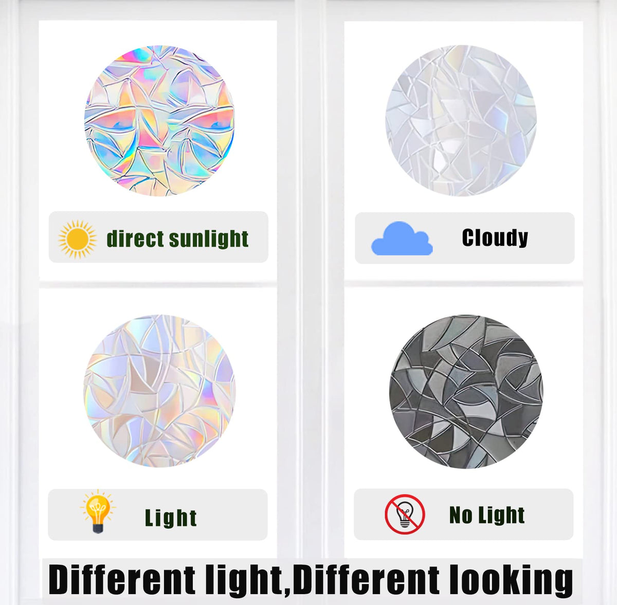 Fairy and Moon Anti-Collision Window Decals - Non-Adhesive Prismatic Rainbow Suncatcher Stickers
