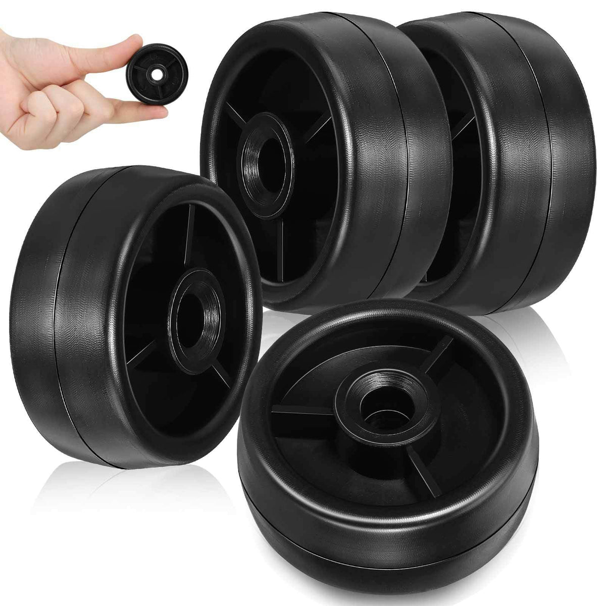 SUPVOX 4 Pcs Fitness Equipment Transport Wheels - 45mm Plastic Roller Wheels with 8mm Bore - Heavy Duty Pp Replacement Casters for Treadmill, Exercise Bike & Home Gym Equipment