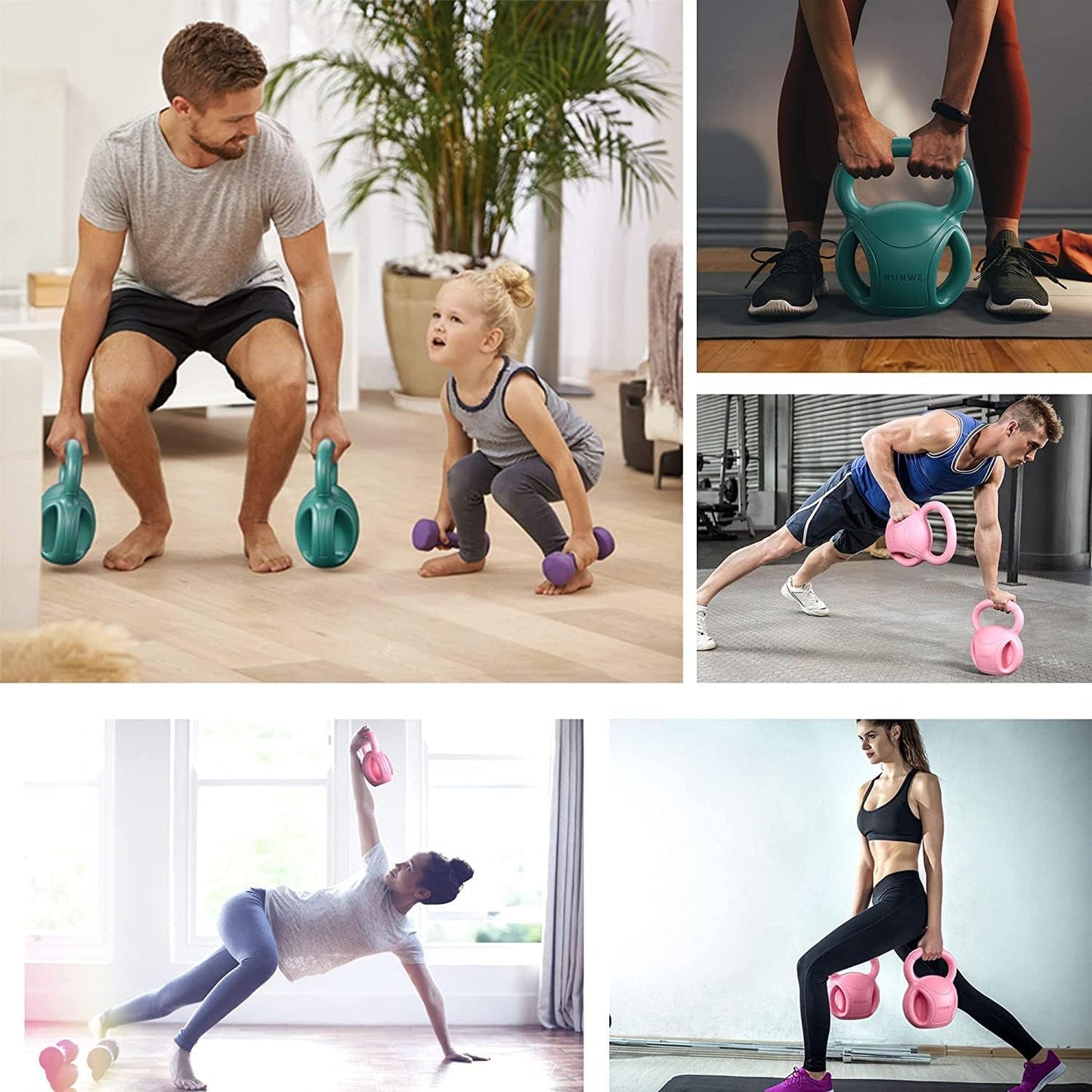 20 lb Kettlebell Weight with Three-handles for Weightlifting, Conditioning and Core Training for Women Men Home Gym [Green]