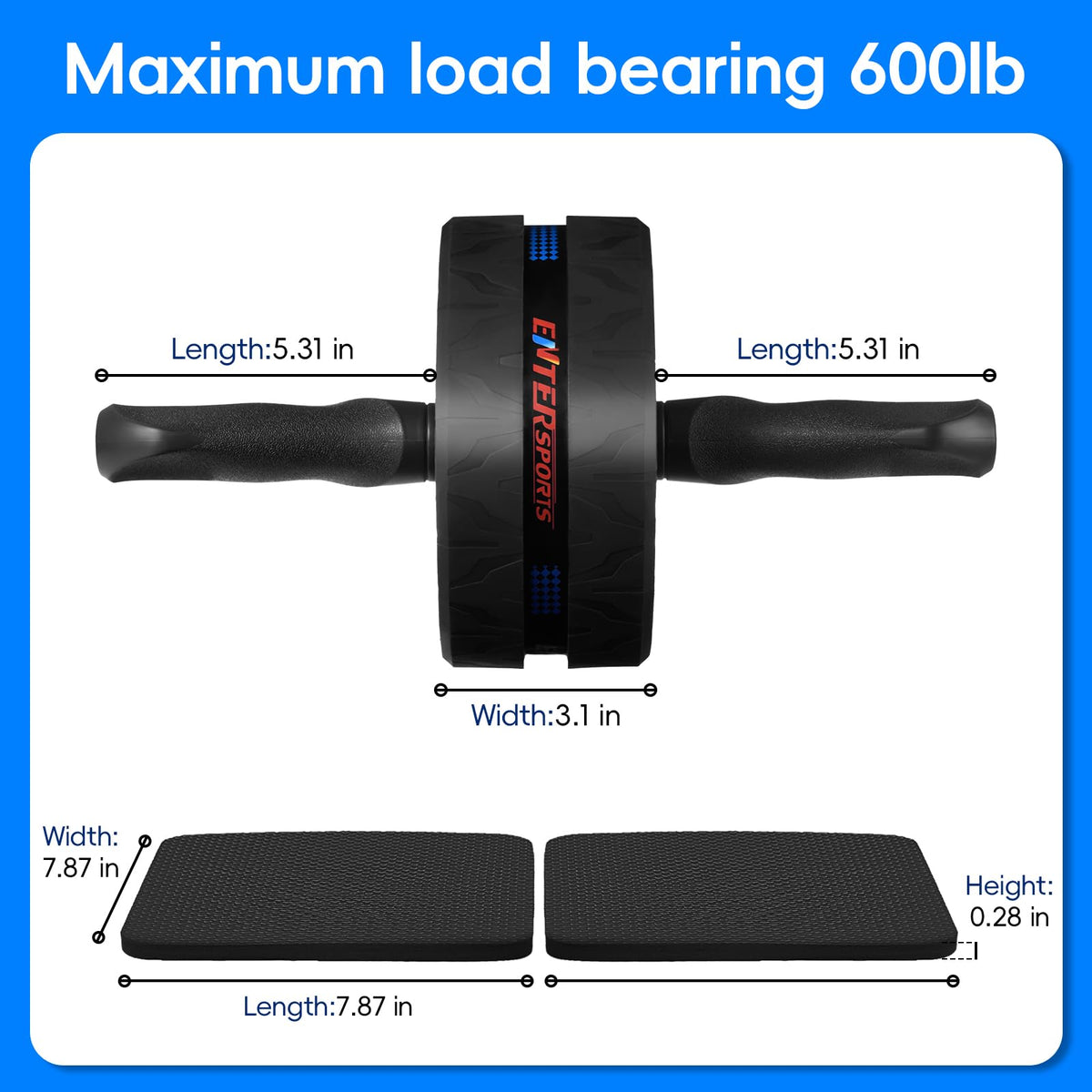 EnterSports Ab Roller Wheel for Abs Workout - Abdominal Exercise Equipment with 2 Knee Pads for Home Gym, Core Strength Training, Fitness Equipment for Men & Women (Blue)