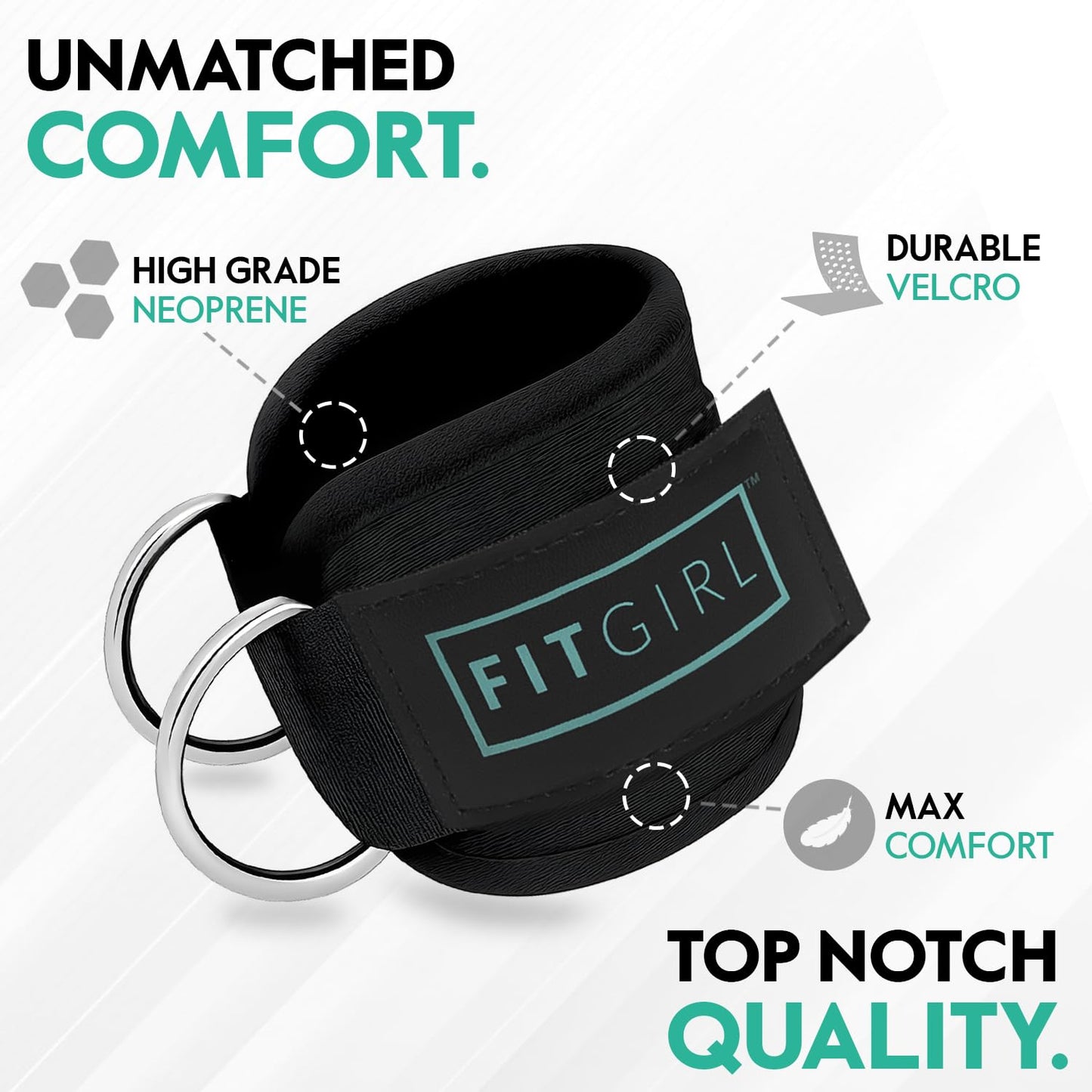 FITGIRL - Ankle Strap (Single) for Cable Machines and Resistance Bands, Work Out Cuff Attachment for Home & Gym, Glute Workouts - Kickbacks, Leg Extensions, Hip Abductors, Women Only (Camo, Single)