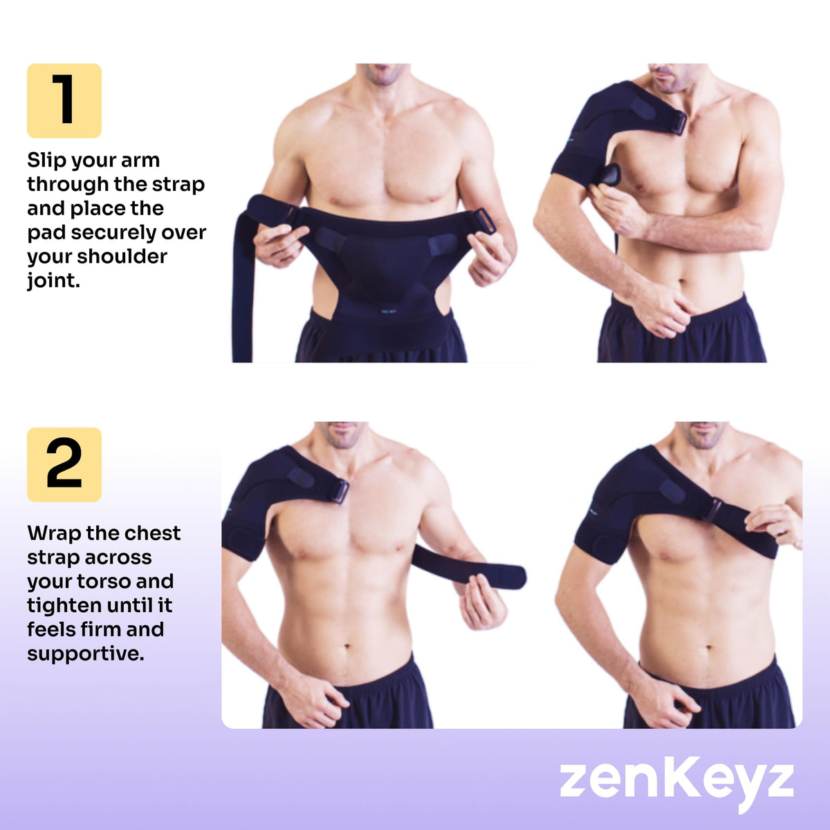 ZENKEYZ Shoulder Brace for Men & Women - Size L/XL (Chest 38-50") - Black/Copper - Copper-Infused Compression Sleeve & Rotator Cuff Support - Adjustable Strap with Ice/Heat Pocket - Sturdy Arm Sling for Joint Stability