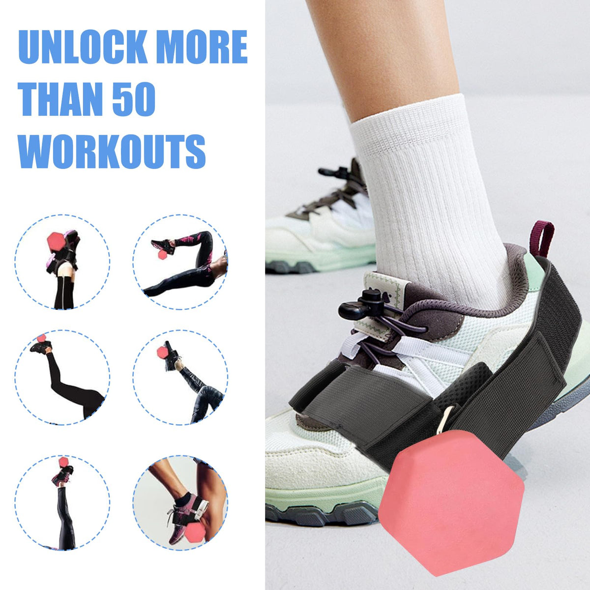 Xorim 2PCS Dumbbell Foot Attachment, Adjustable Tibialis Trainer, Black Ankle Straps for Weight Lifting, for Home Gym Equipment Including Hip Flexors, Shin Splints, Hamstring Curls, Leg Extensions