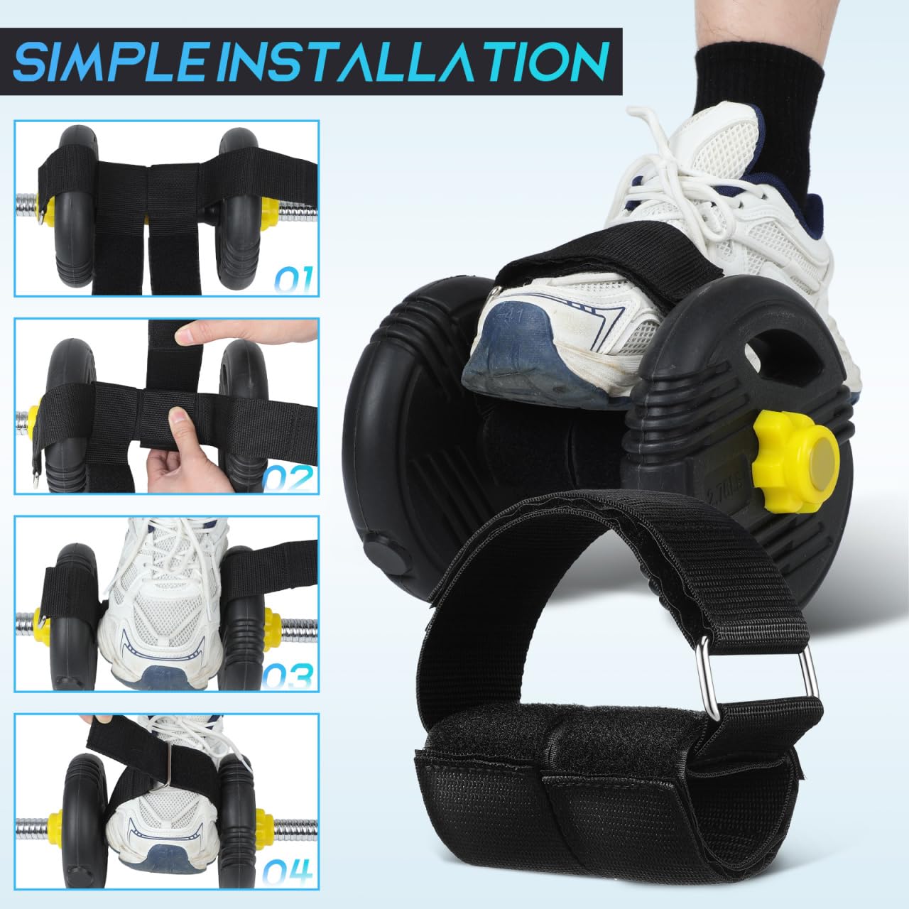 Toddmomy 2Pcs Dumbbell Foot Attachment Adjustable Ankle Straps Tibialis Trainer for Leg Strength Training Home Gym Workouts