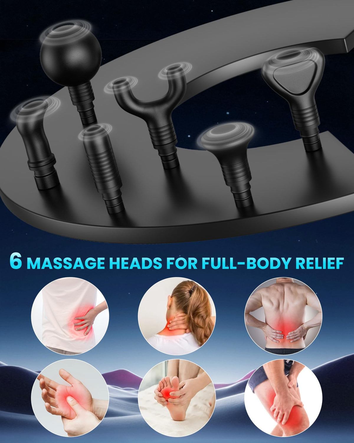 CAMEFER Massage Gun Deep Tissue, Portable Percussion Electric Muscle Massager for Pain Relief, Handheld Massagers with 30 Speeds & 6 Attachments for Back and Neck, Gifts for Men Women