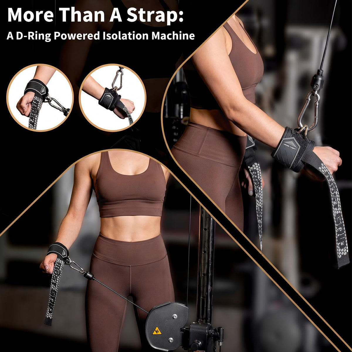 MOST GRIP Drip Glue Non-Slip Wrist Straps for Weightlifting, 2-in-1 Lifting Straps with D Rings for Cable Machine Workout, 10mm Neoprene Padded Wrist Wraps for Weight Lifting Deadlift (All Black, S (5.1-6.7Inch))