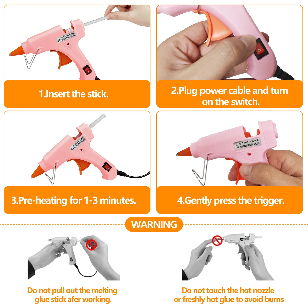 Mini Hot Glue Gun Kit 8 Pieces Hot Melt Gun Crafts for Kids School Craft Project DIY Arts and Home Quick Repairs (20 Watts,Multicolor)