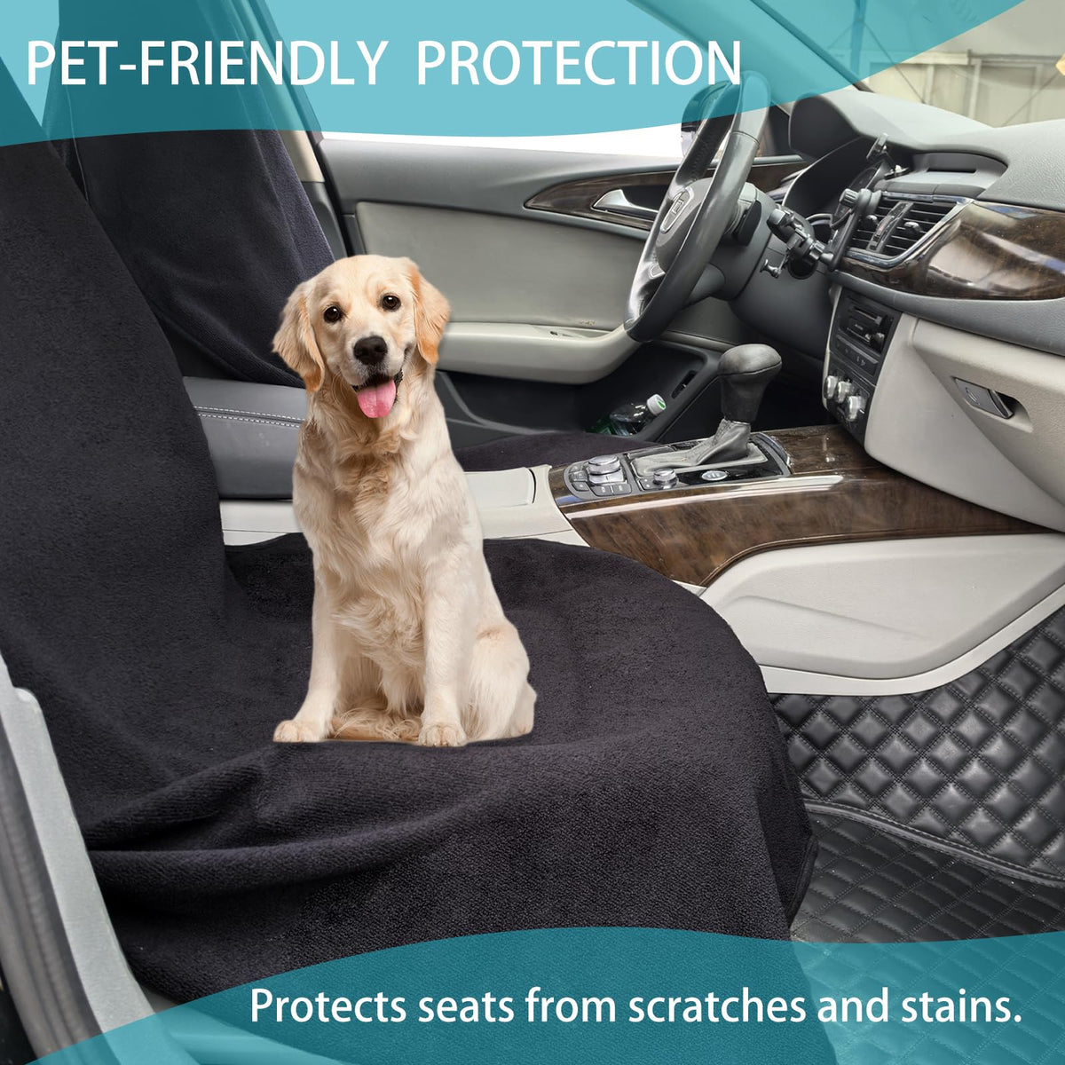 Teuaktty Car Seat Covers Universal Car Protective Front Seat Covers Washable Non-Slip Seat Protectors for Gym Workouts,Waterproof and Sweatproof Towel Seat Covers for Cars,Trucks, Jeeps (Black)