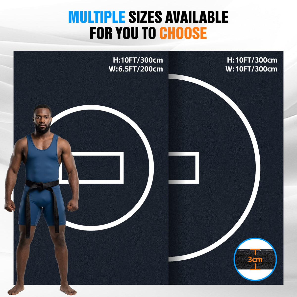 HESMAX 10' x 10' / 10' x 6.5' Foldable Wrestling Mat, Durable Home Training Mat for BJJ, Jiu Jitsu, Grappling, MMA, Judo, Boxing & Taekwondo, Antislip Odor Control Foam Mat 1p6
