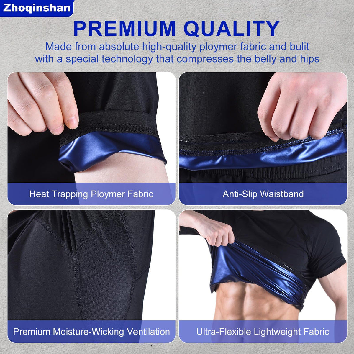 Zhoqinshan Sauna Sweat Suits Shirt Workout Gym Exercise Waist Trainer for Men (black, XL)