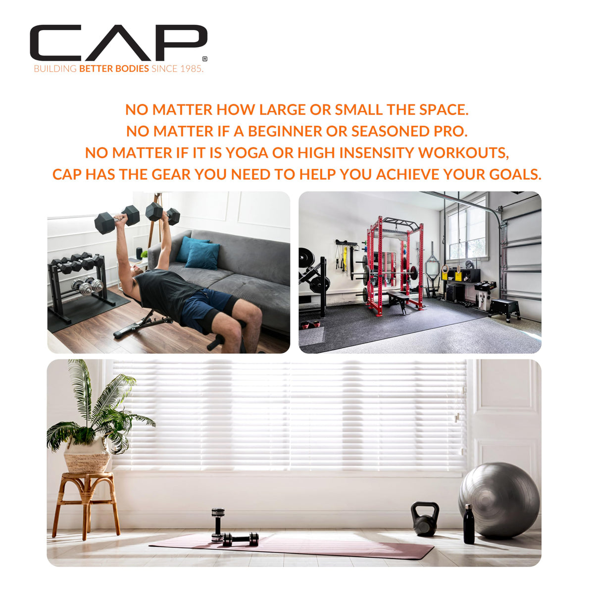 CAP Barbell 1-Inch Interlocking EVA Foam Exercise Puzzle Mat Home Gym Flooring - 1 Pack | 24" x 24" x 1" | T Pattern - Black