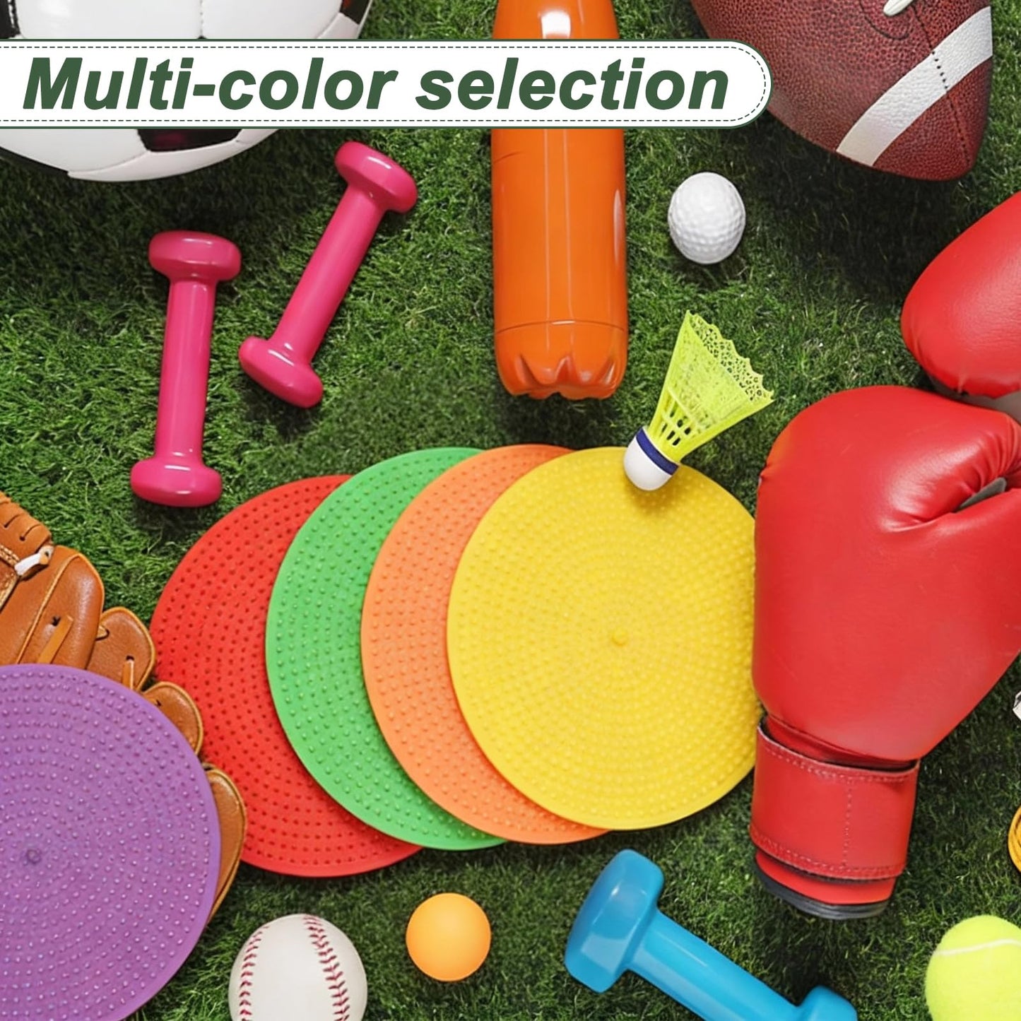 YELARXI Spot Markers for Agility Dot, Non-Slip Poly Spots Floor Dots Flat Field Soccer Training Equipment 12 in & 6 Pcs & Dark Green -Fitting for (Gym/Sports/Training/PE Games/Dance)