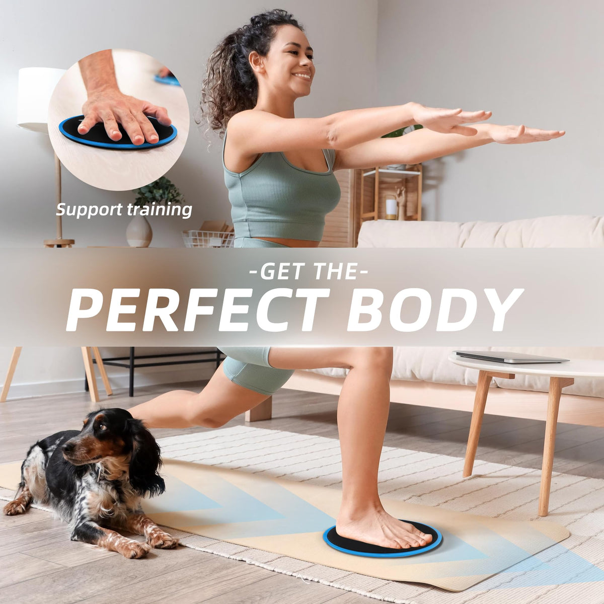 ZILLEEN Exercise Sliders for Working Out Blue Fitness Discs for Pilates Women Men, 2 Pack