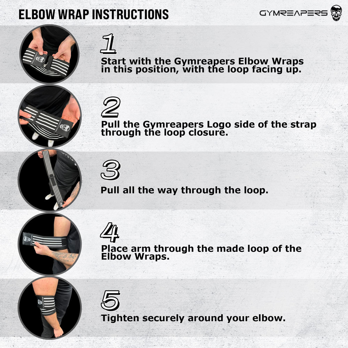 Gymreapers Weightlifting Elbow Wraps (1 Pair) - Flexible 40'' Elbow Compression Strap & Joint Support Brace - For Bench Press, Powerlifting, and Pressing (Black)