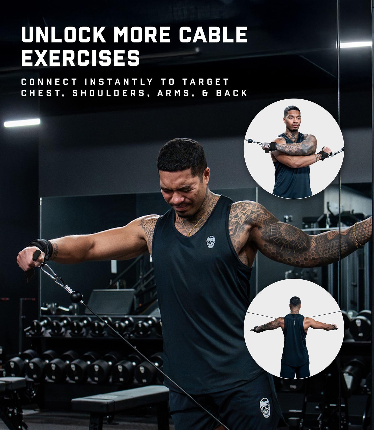Gymreapers GripLink Lifting Straps, Black/Black
