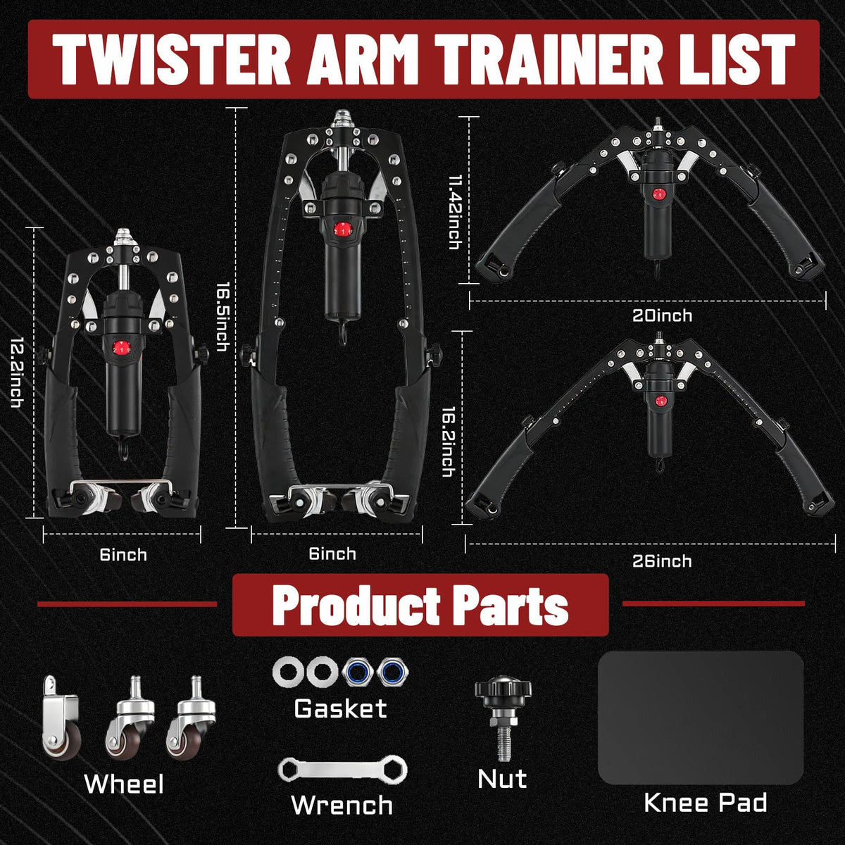 Hydraulic Twister Arm Trainer & Ab Roller, 2-in-1 Adjustable Chest Workout Equipment for 22-440lbs Resistance, Full Body Trainer for Men & Women