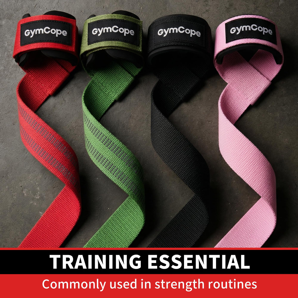 GymCope Lifting Wrist Straps for Weightlifting, Heavy Duty Wrist Straps for Deadlifts, Powerlifting, Bodybuilding and Strength Training, Secure Grip Support for Men Women, 1 Pair Pink