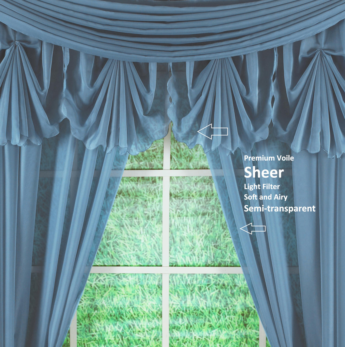 Today's Curtain Emelia Original Voile Scarf 144", Wedge Blue, 45" W x 144" L