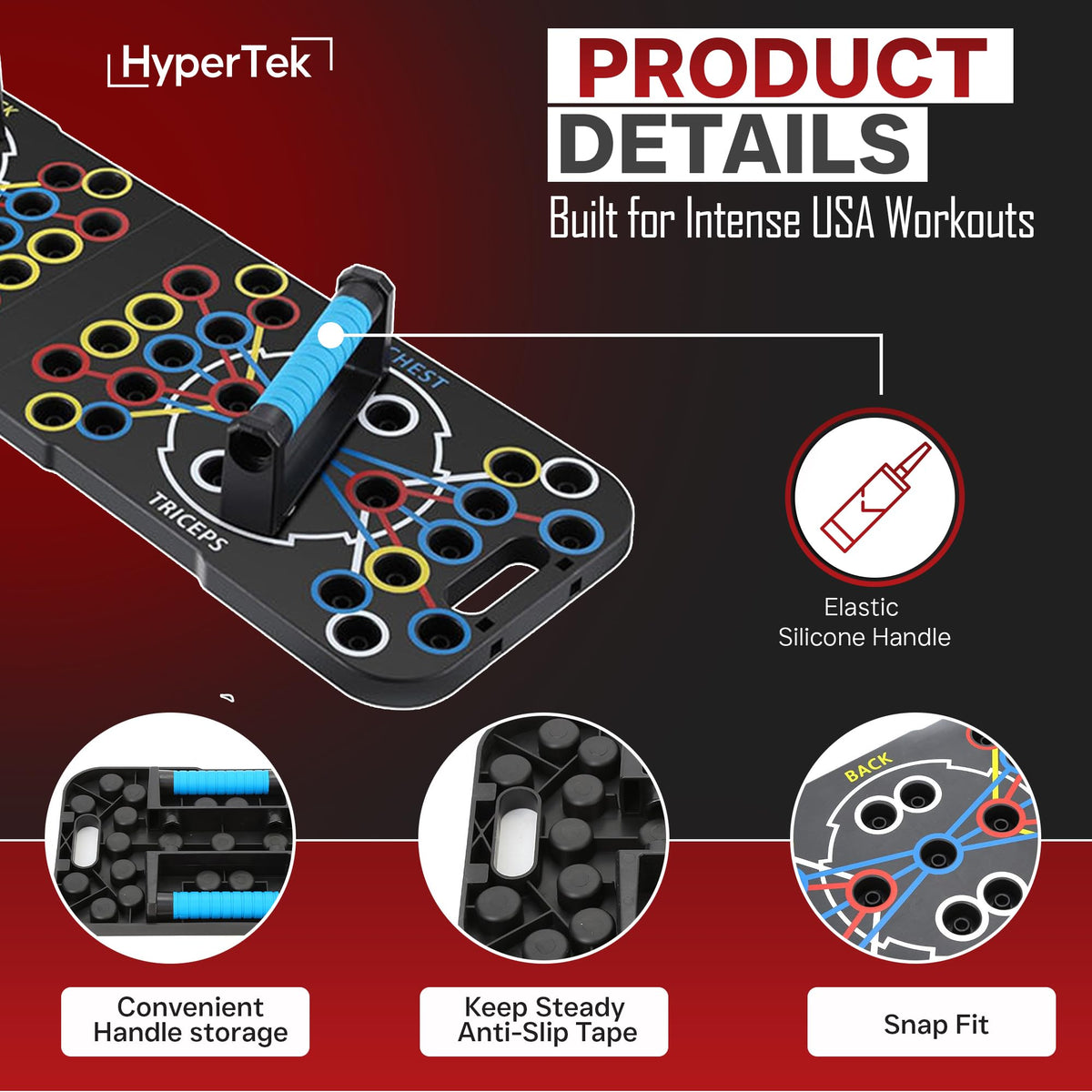 Hybertek 27 in 1 Pro Push Up Board | Multi Functional Foldable Push Up Stand for Strength Training, Fat Burning & Full Body Workout at Home | Muscle Training Push Up Bar Board for Men & Woman Fitness