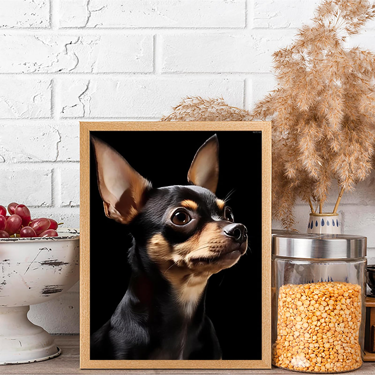 KAYEIUU 5D Cute Chihuahua Dog Diamond Painting Kits, Adorable Black Chihuahua Art for Adults, Full Drill Round Gem Art Home Wall Decor Gifts 12x16 inch