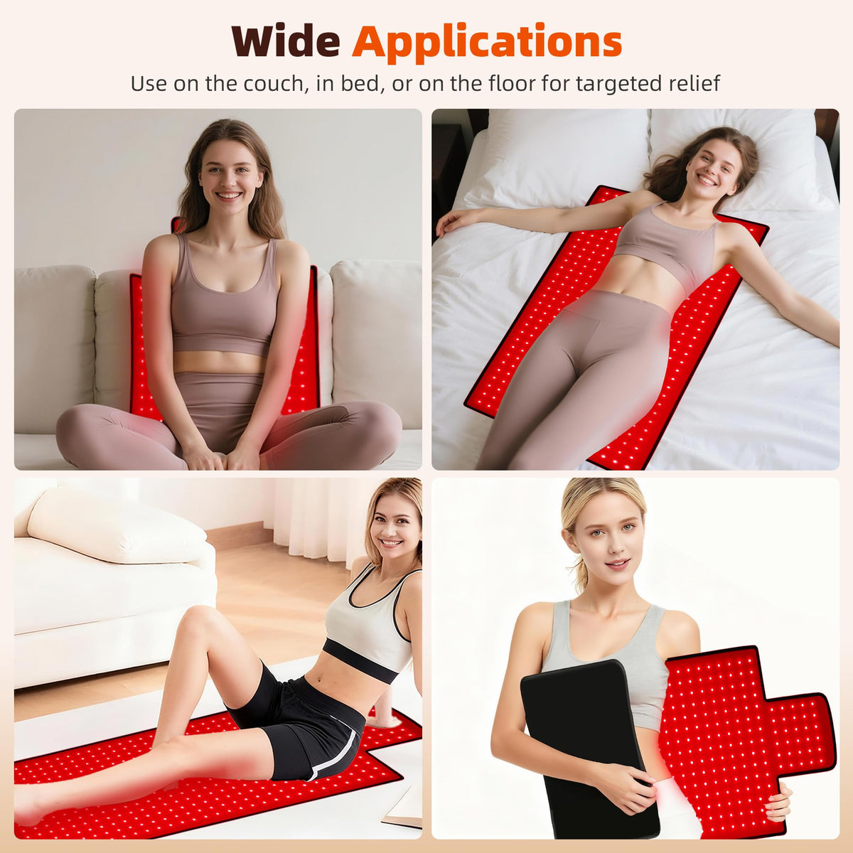 Red Light Therapy Mat for Body 42"x16", 480 LEDs Infrared Light Therapy Pad with Dual Wavelengths 660nm & 850nm for Back Shoulder Abdomen Area, Pulse Modes, Timer & Intensity Control