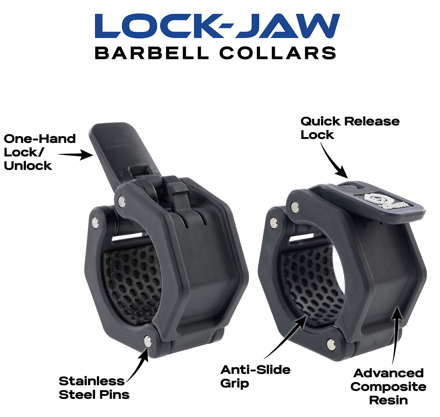 Lock-Jaw Barbell Collars Sport Olympic Barbell Clamps 2 Pcs – Heavy Duty Bar Clamps for 2” & 50mm Olympic Bars – Secure Weight Bar Clamps for Strength Training & Home Gym Accessories – Green