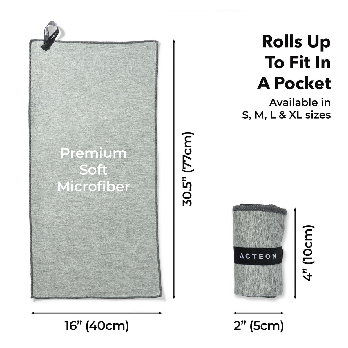 Acteon Microfiber Gym Towels 5 Pack, Quick Dry Silver ION Odor-Free Sweat Towel, Super Absorbent Fast Drying for Men & Women, Workout, Yoga, Running, Hiking, Travel – 16x30.5 Inch
