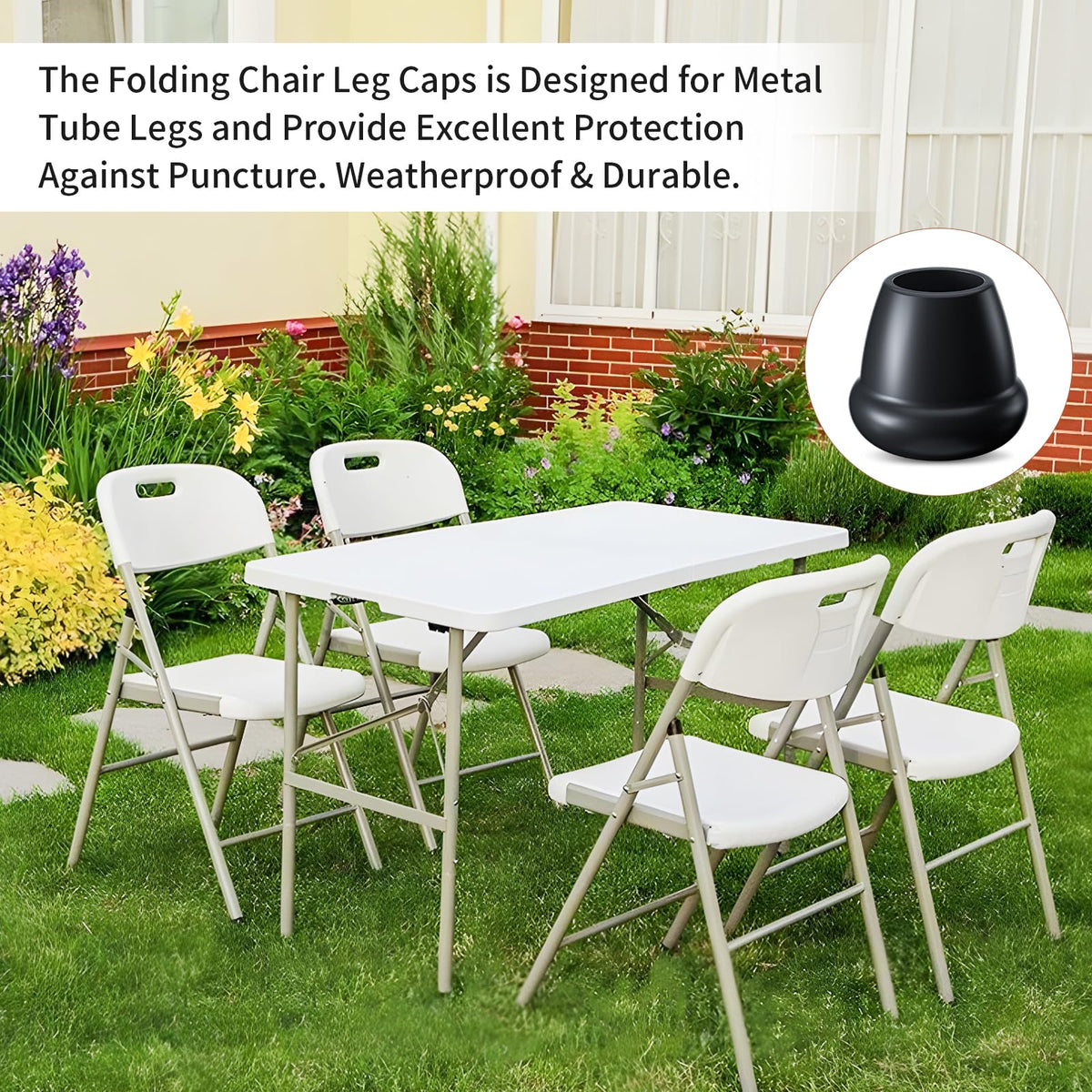 Ezprotekt 1" Rubber Chair Leg Caps, 24 Pcs Round Non-Slip Chair Leg Floor Protectors, Furniture Stool Leg Feet Covers for Bar, Tables, Patio Metal Legs, Black (M Fit: 0.87" - 1")