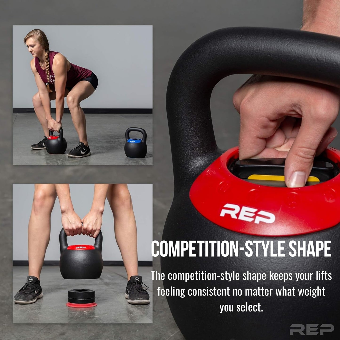 Rep Fitness Adjustable Kettlebell | 16 kg | Weight Set for Home Gym | Strength Training Equipment for Men & Women | Compact Steel Bell with Ergonomic Handle