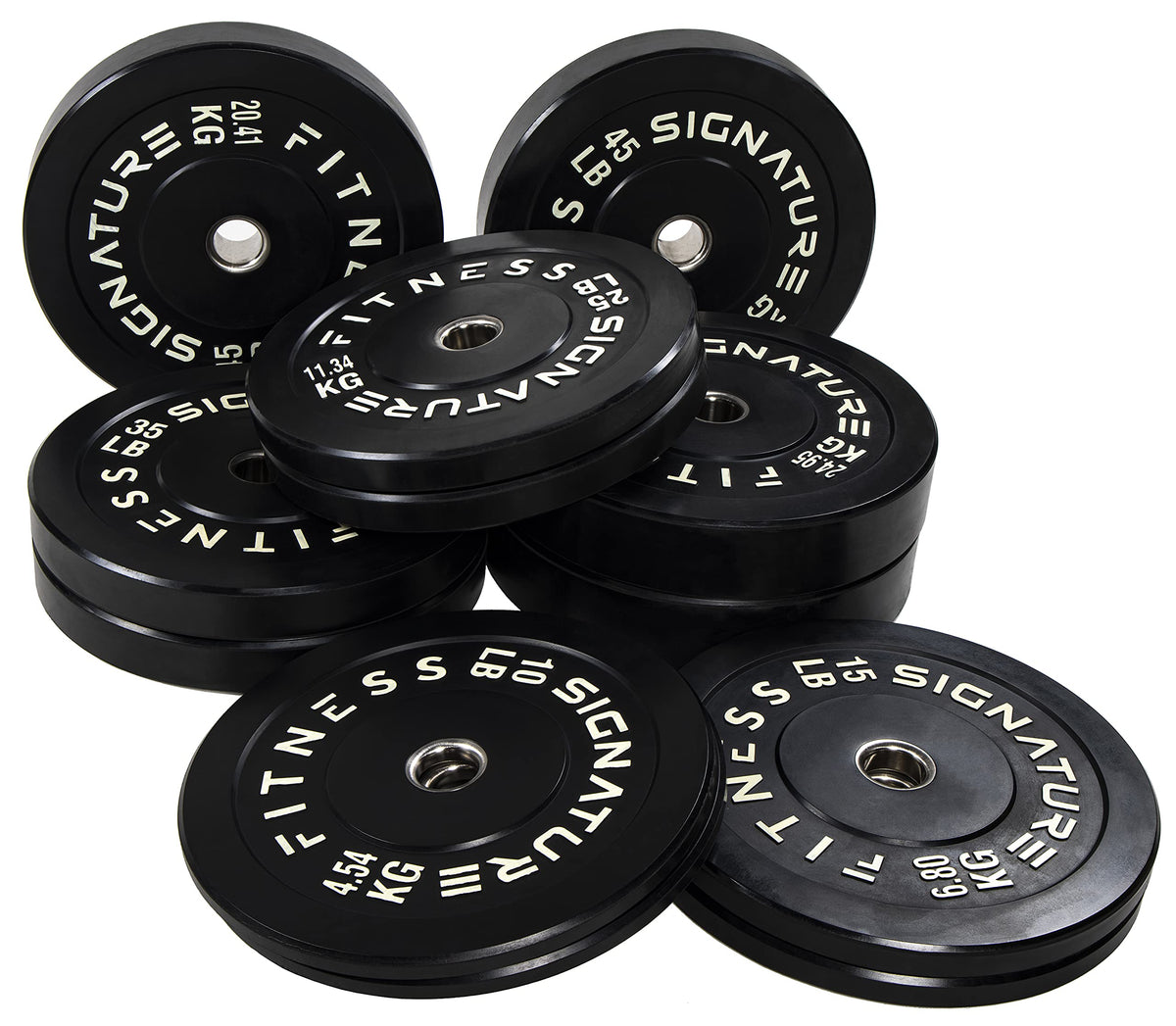 Fitvids 2" Olympic Bumper Plate Weight Plates with Steel Hub, 45LB, Pair