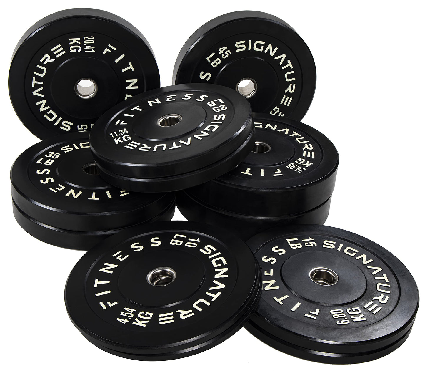 Fitvids 2" Olympic Bumper Plate Weight Plates with Steel Hub, 35LB, Pair