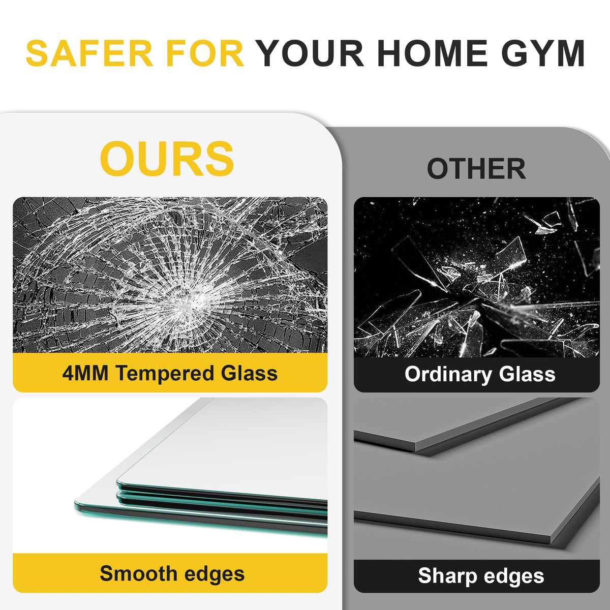 LAWADA Home Gym Mirror for Wall, 48"x28"-2 PCS Full Length Workout Mirrors, Tempered Glass, HD Reflection, Large Frameless Body Mirror for Home Gym, Garage, Yoga, Dance, Bedroom(Silver)