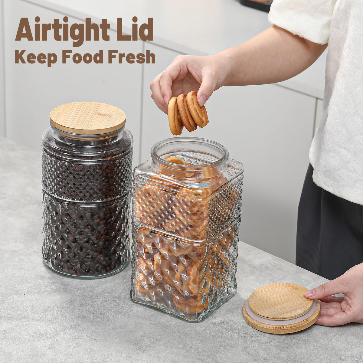 Galazzz 90 OZ | 2600ml Large Glass Jar with Airtight lid | Glass Container | Storage Containers for Cookie Candy