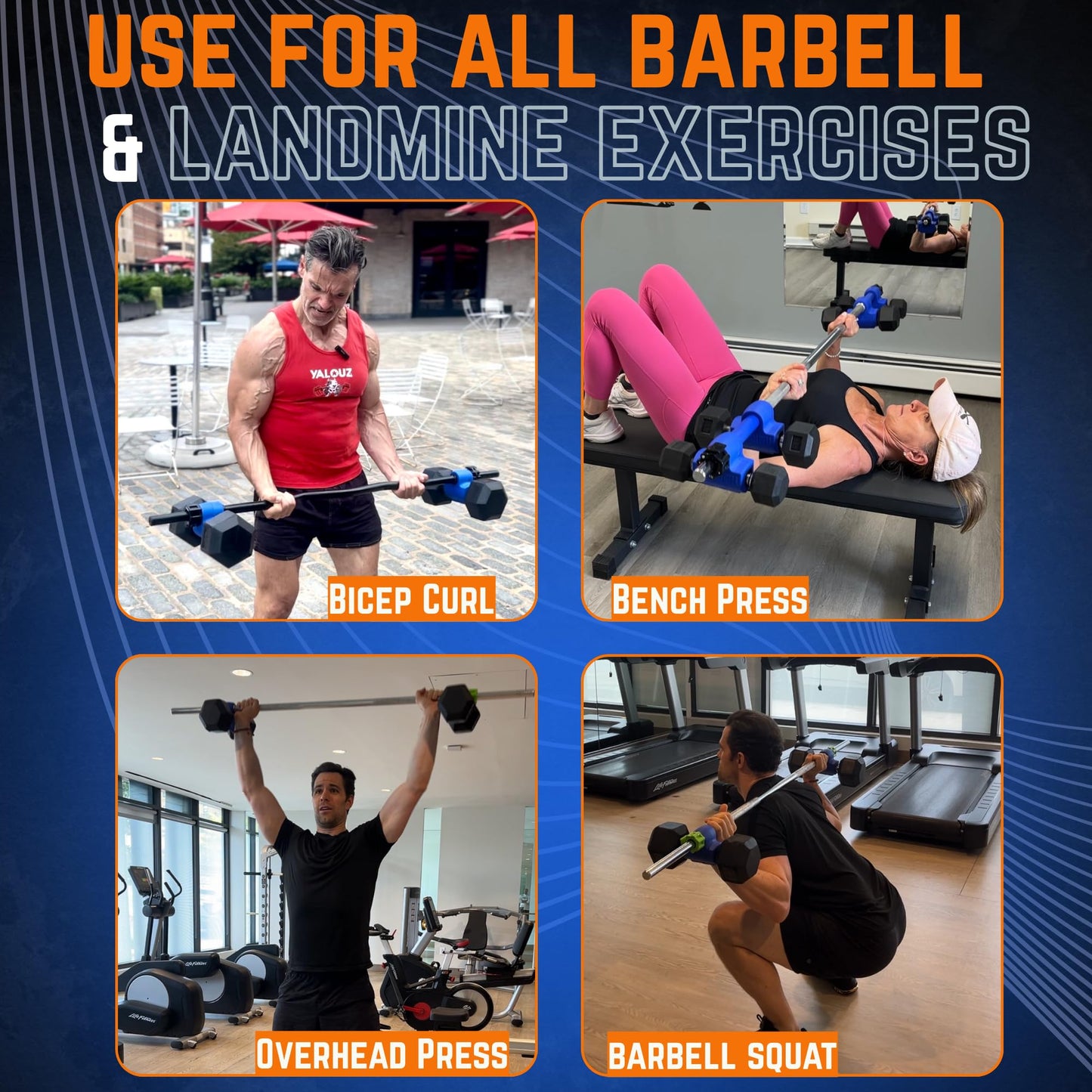 Dualbell Dumbbells to Barbell Converters- Quick Setup Dumbbell Connectors, 500lb Capacity Barbell Adapters, Secure Fit, Quick Setup, Fits 1" Bars, Home Gym Equipment, 2 Pairs w/Black Weight Collar