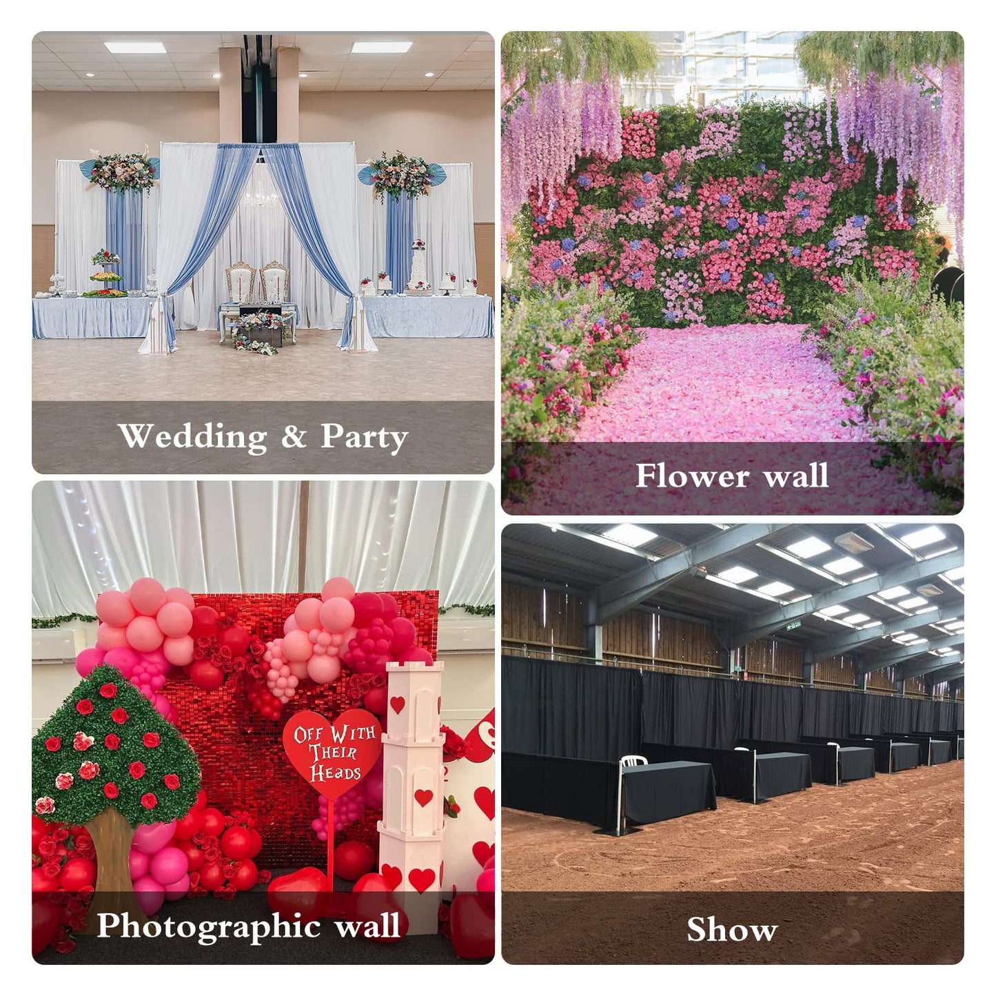 Hecis 10x30Ft Pipe and Drape Stand, Heavy Duty Backdrop Stand, 6-10' Tall x 10-30' Wide Adjustable Pipe and Drape, Backdrop Stand, Aluminium Backdrop Stand for Event,Birthday Party and Wedding Decor