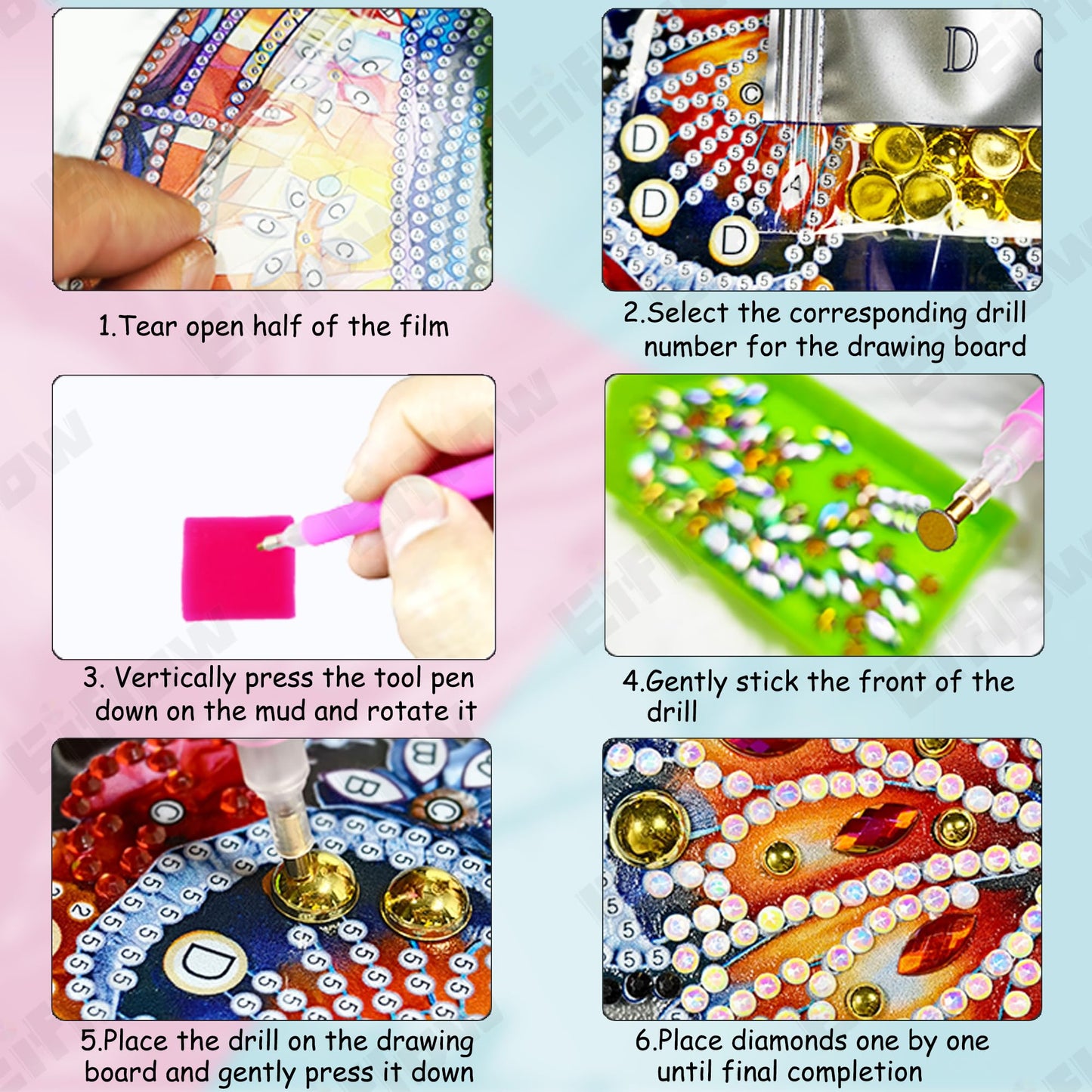 Eiflow Hanging Diamond Art Kit for Adults, DIY Acrylic Diamonds Painting Door Hanging Board Kit, Special Crystal Diamond Art Painting Pendant Ornament