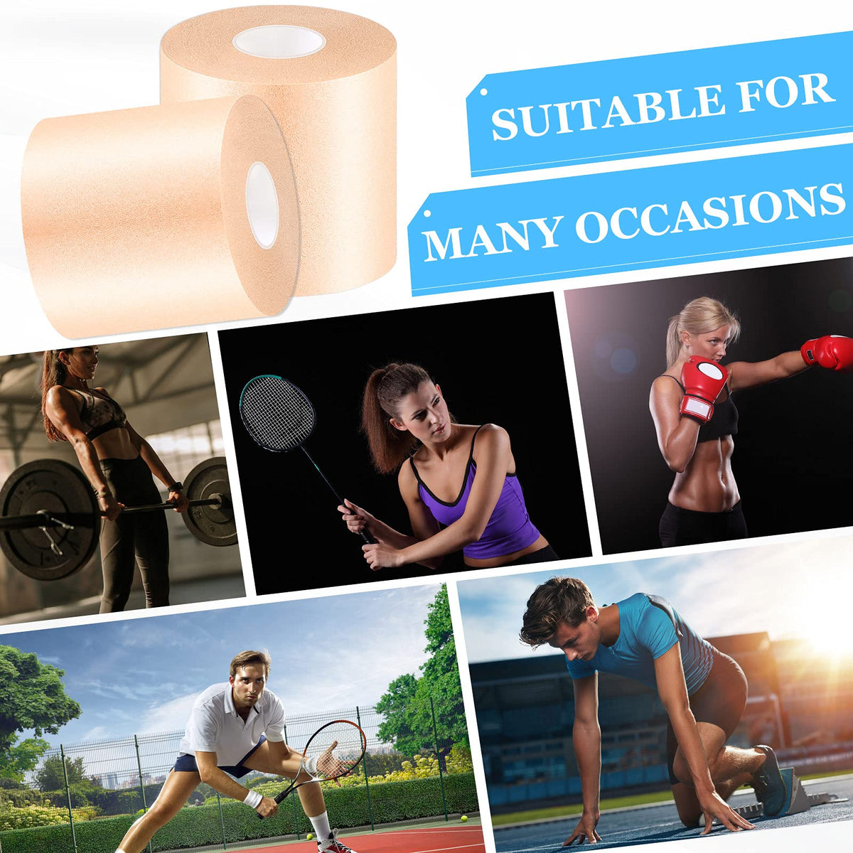 Nuanchu 30 Yards Pre-wrap Athletic Tape Pre Wrap Athletic Foam Underwrap Tape Foam Underwrap Bandage for Hair Soccer Sports Wrists Elbows Knees Ankles 2.76 Inches(Beige)