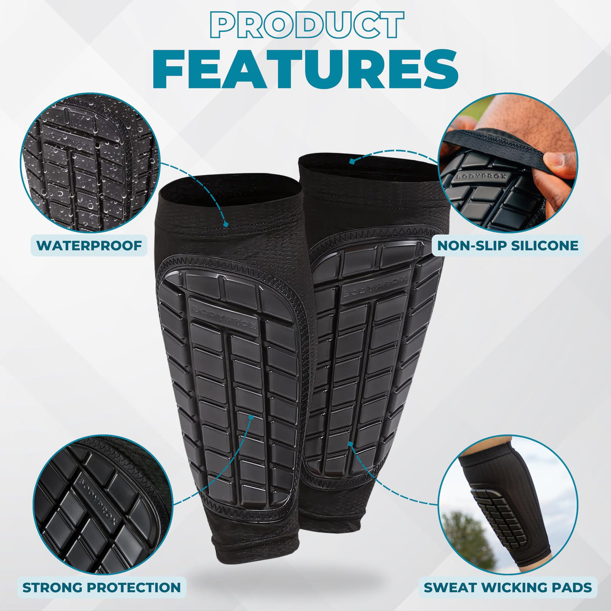 Bodyprox Soccer Shin Guards Sleeves for Men, Women and Youth (Small)