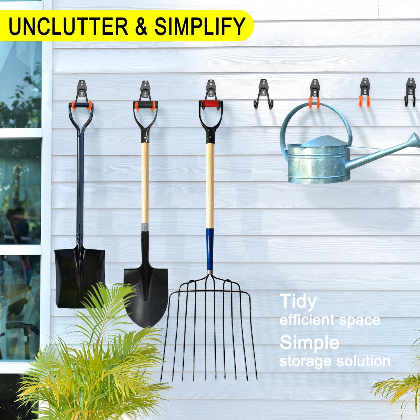 LUPYJI 8 Pack Heavy Duty Garage Hooks Storage Organizer Wall Mount Power and Garden Tool Hangers, for Hanging Ladders, Ropes, Hose, Bulk Items